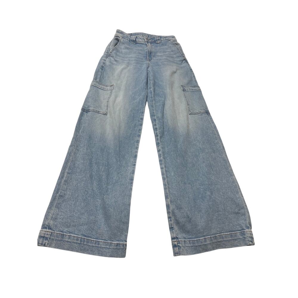 American Eagle Super High Rise Baggy Wide Leg Jeans Size 0